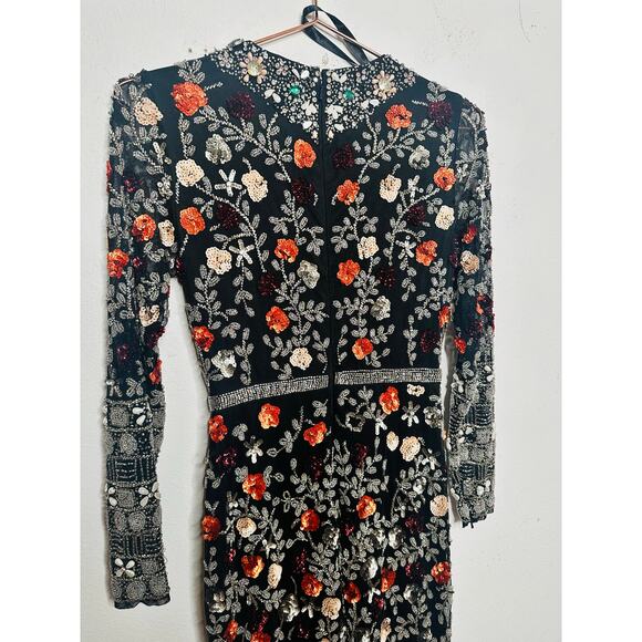 MAC DUGGAL 93925 Black Mutlicolored Beaded Sequin Long Sleeves Formal Dress sz 2 - Picture 12 of 16